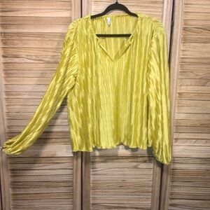 Glam Blouse Long Sleeve Gold V Neck  Small